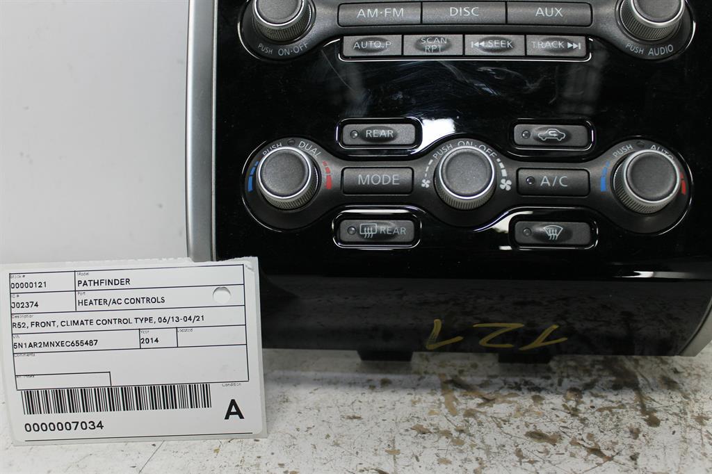 2014 Nissan Pathfinder Heater/Ac Controls View Auto part Heater/Ac Controls Nissan Pathfinder 2014