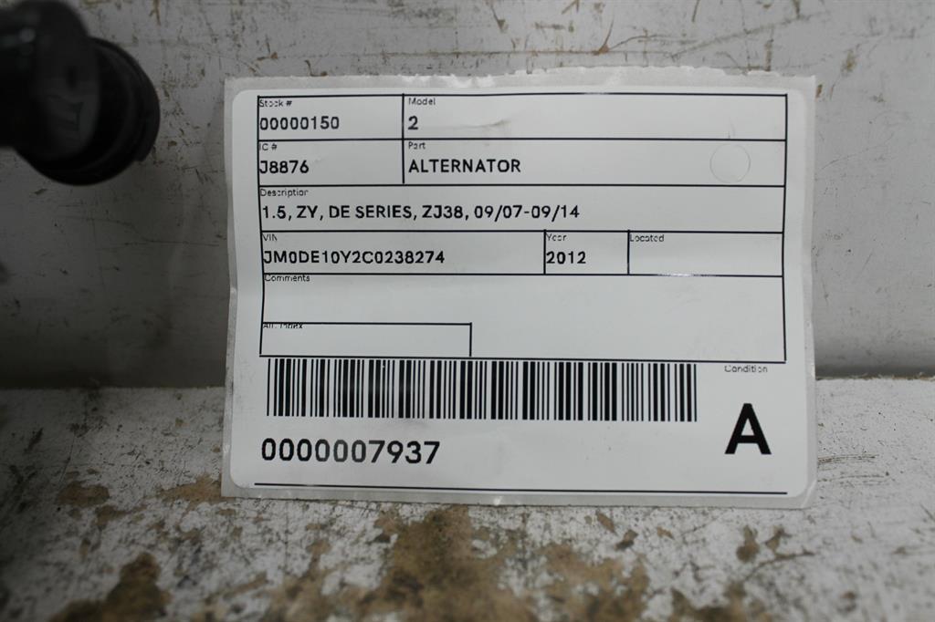 2012 Mazda 2 Alternator View Auto part Alternator Mazda 2 2012