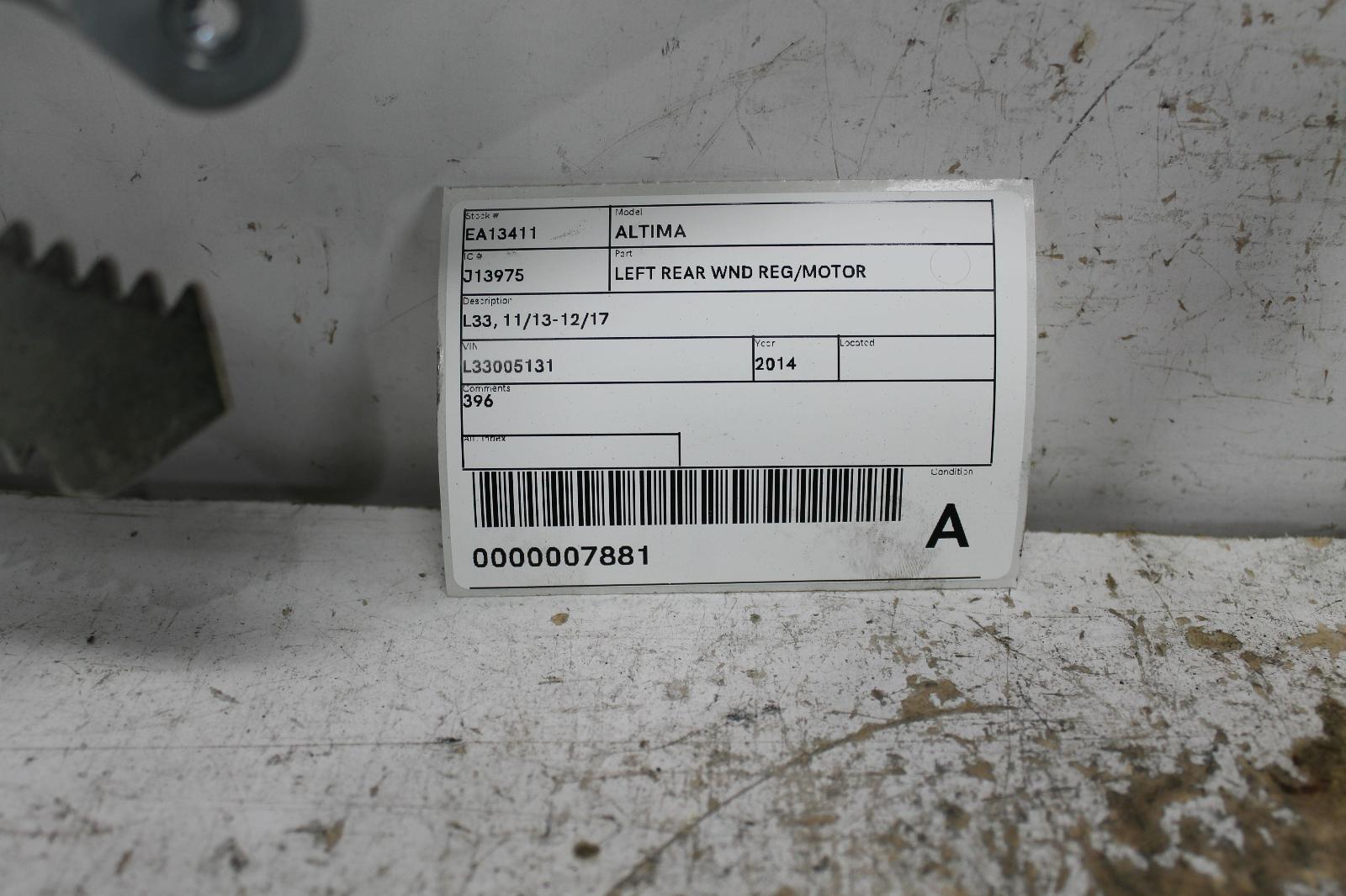 View Auto part Left Rear Wnd Reg/Motor Nissan Altima 2014