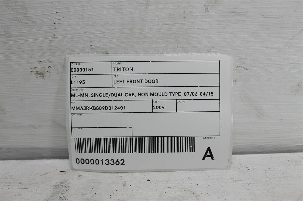 View Auto part Left Front Door Mitsubishi Triton 2009