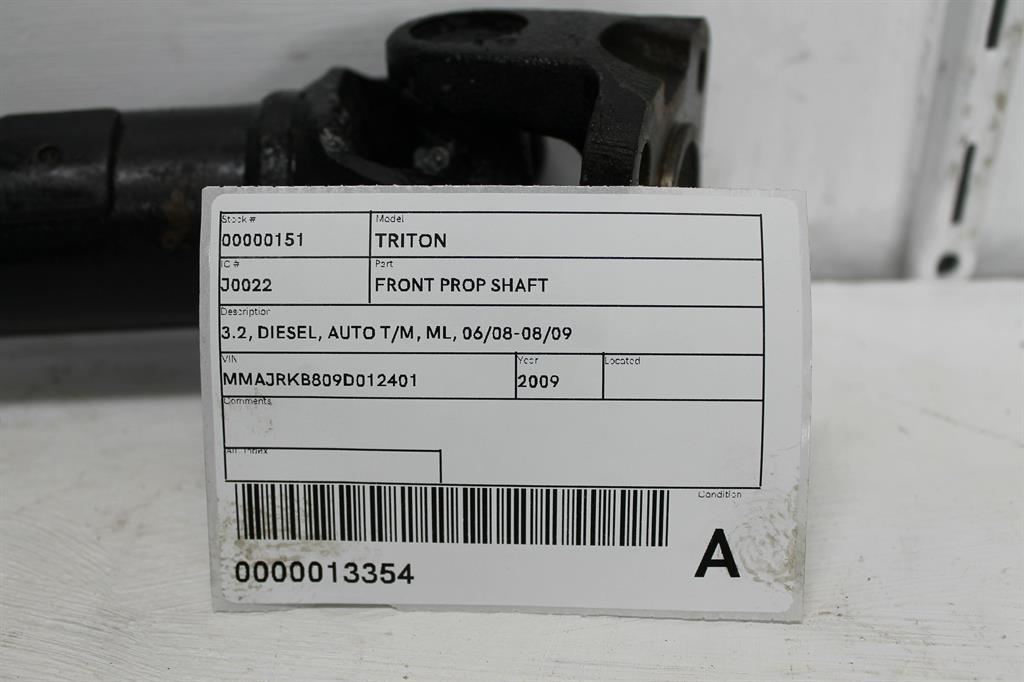 2009 Mitsubishi Triton Front Prop Shaft View Auto part Front Prop Shaft Mitsubishi Triton 2009