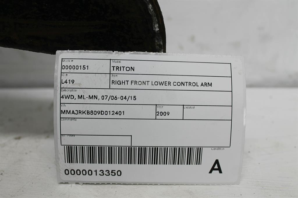 View Auto part Right Front Lower Control Arm Mitsubishi Triton 2009