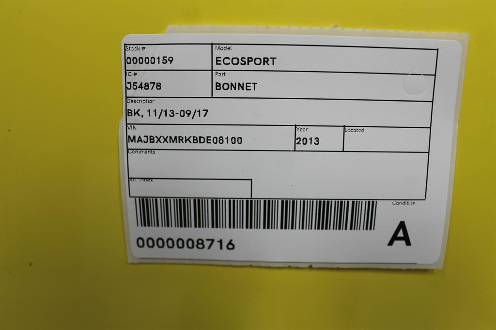 View Auto part Bonnet Ford Ecosport 2013