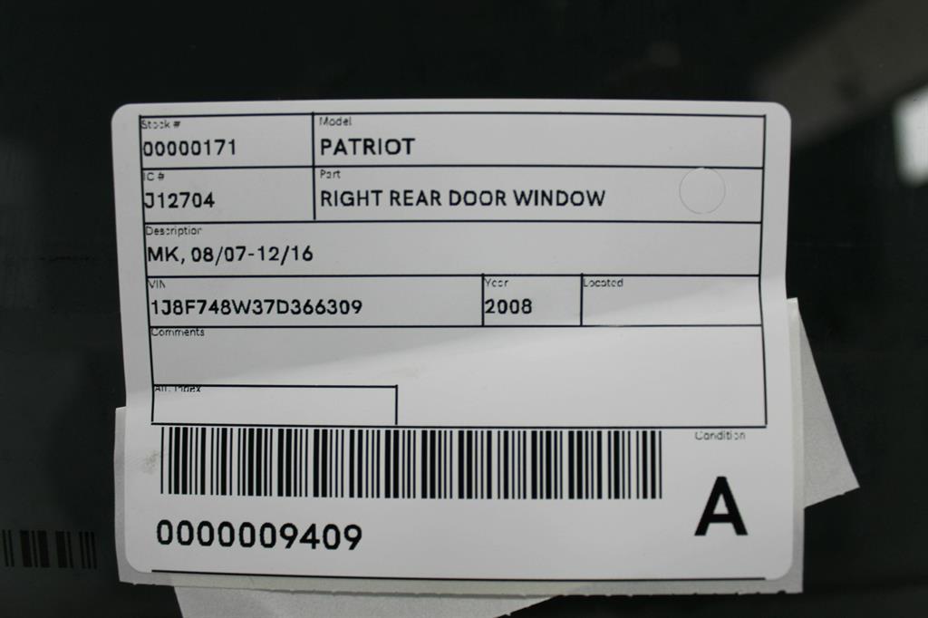 View Auto part Right Rear Door Window Jeep Patriot 2008