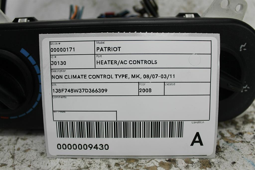 View Auto part Heater/Ac Controls Jeep Patriot 2008