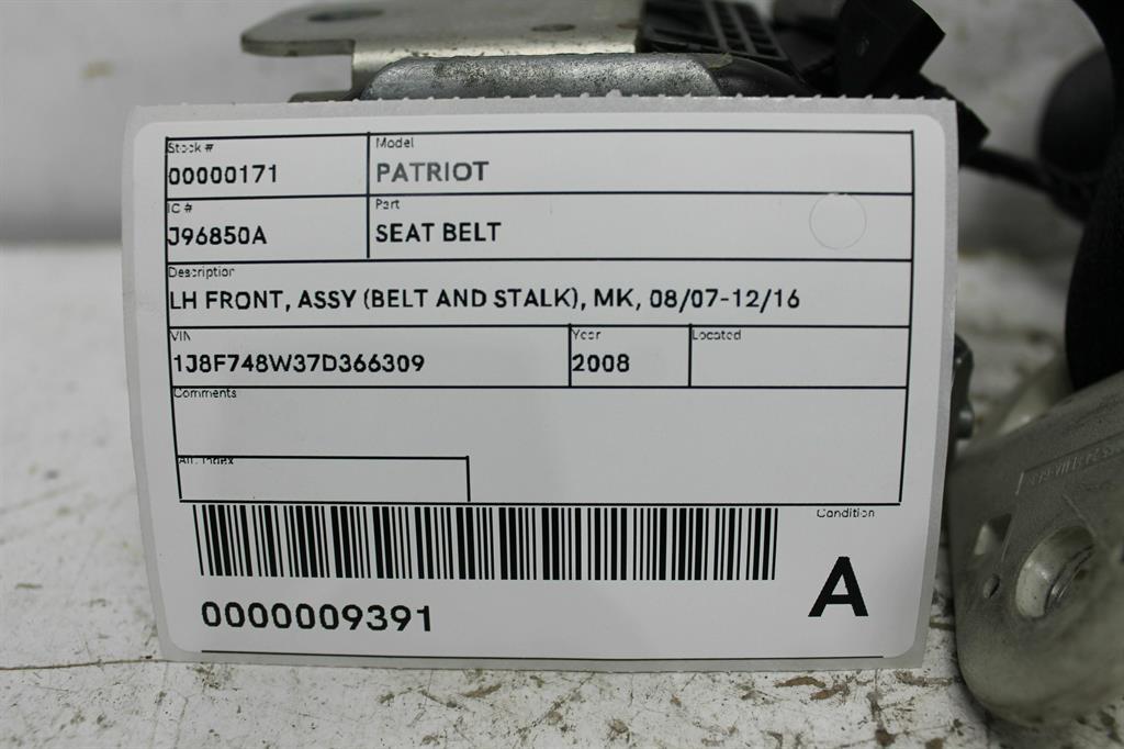 View Auto part Seatbelt/Stalk Jeep Patriot 2008