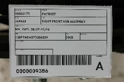 View Auto part Right Front Hub Assembly Jeep Patriot 2008