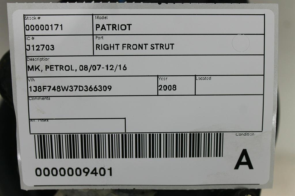 2008 Jeep Patriot Right Front Strut View Auto part Right Front Strut Jeep Patriot 2008