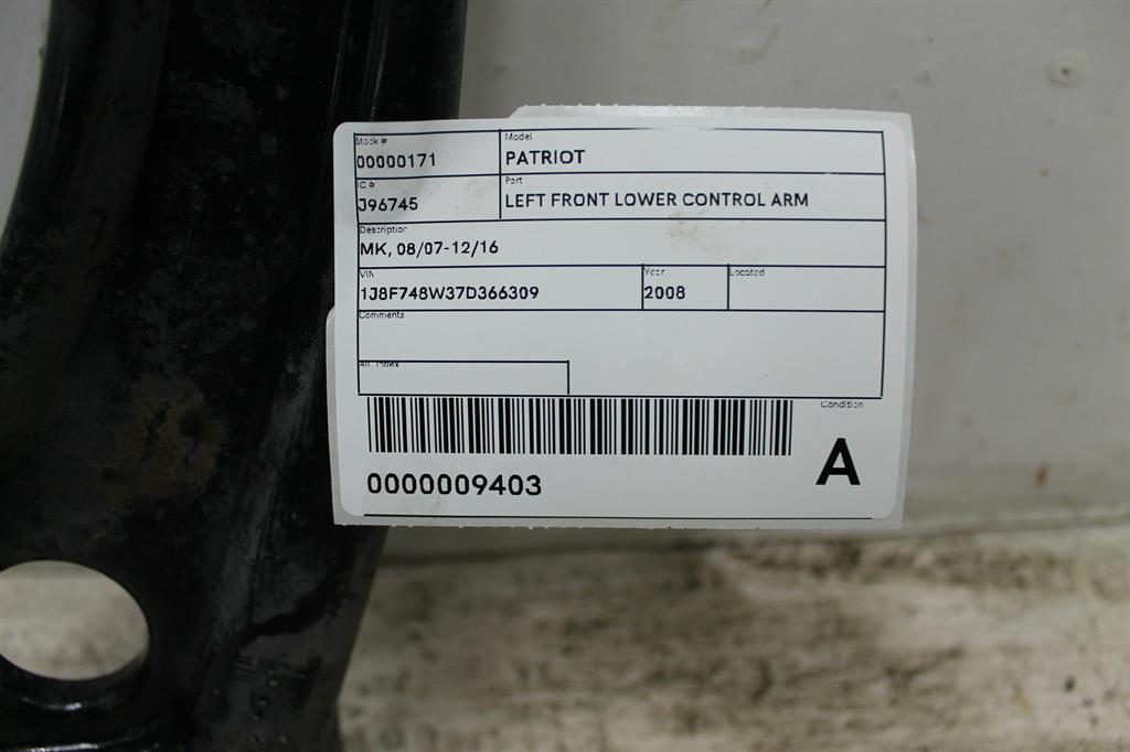 2008 Jeep Patriot Left Front Lower Control Arm View Auto part Left Front Lower Control Arm Jeep Patriot 2008