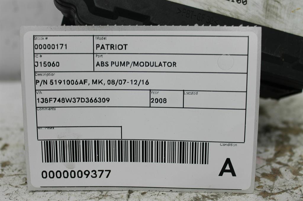 2008 Jeep Patriot Abs Pump/Modulator View Auto part Abs Pump/Modulator Jeep Patriot 2008