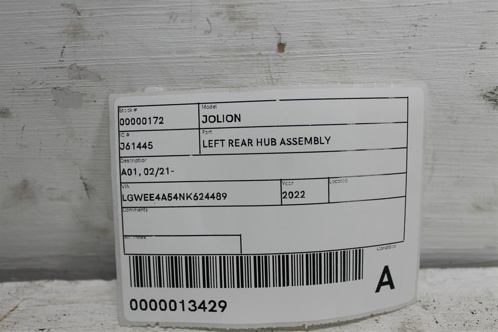 View Auto part Left Rear Hub Assembly Haval Jolion 2022