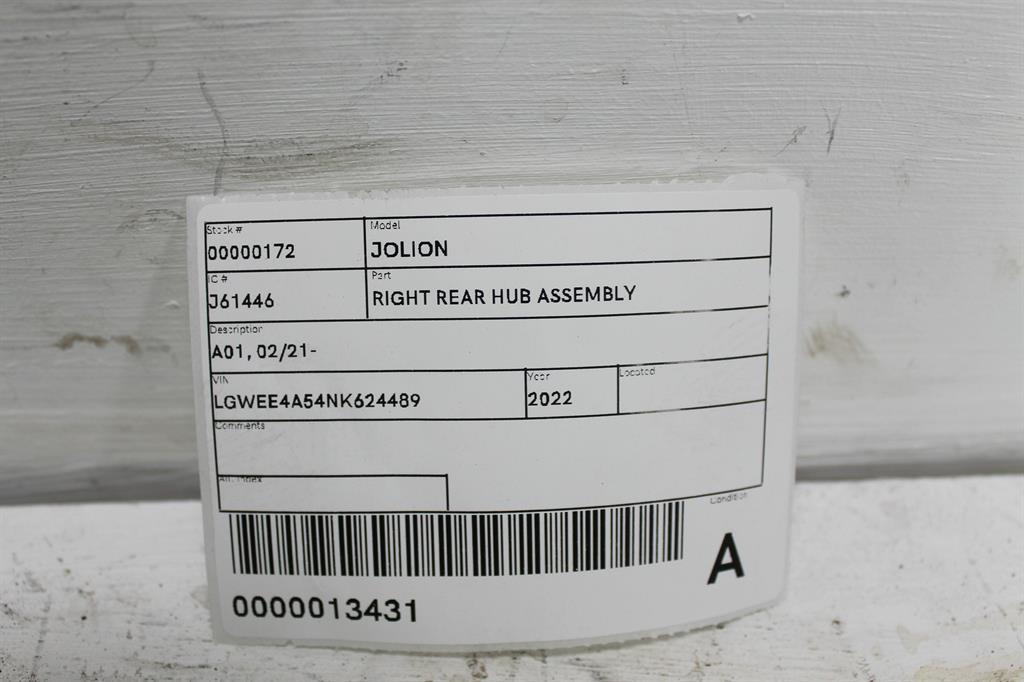 View Auto part Right Rear Hub Assembly Haval Jolion 2022