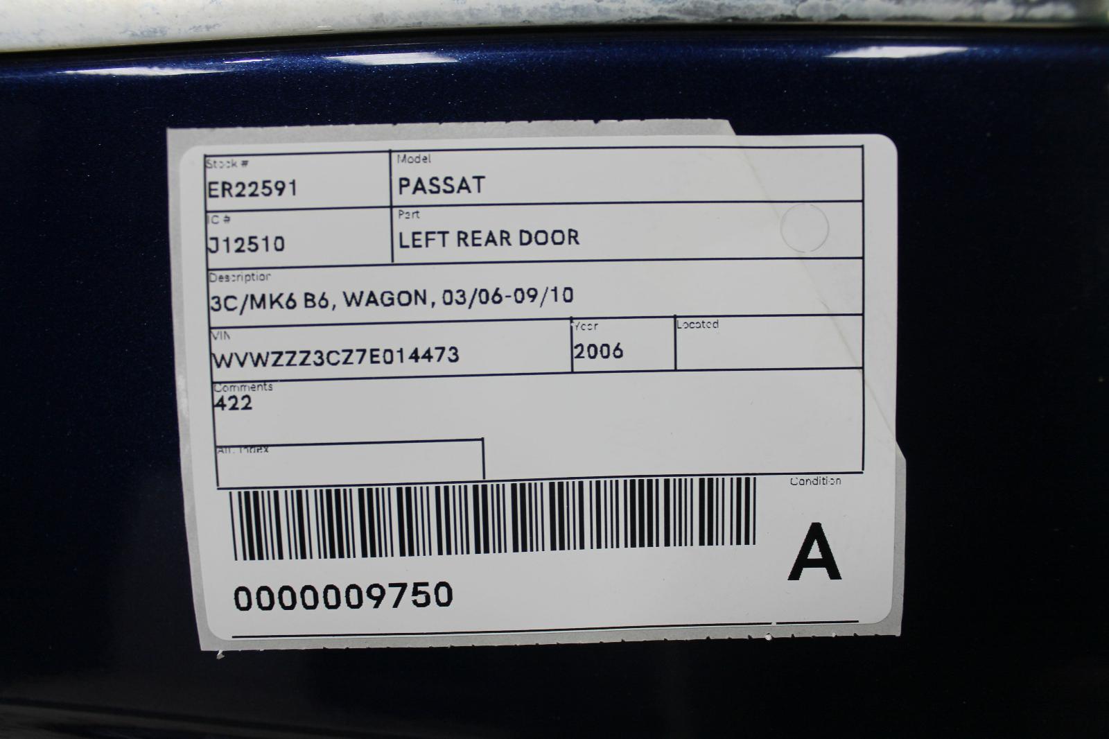 2006 Volkswagen Passat Left Rear Door/Sliding View Auto part Left Rear Door/Sliding Volkswagen Passat 2006