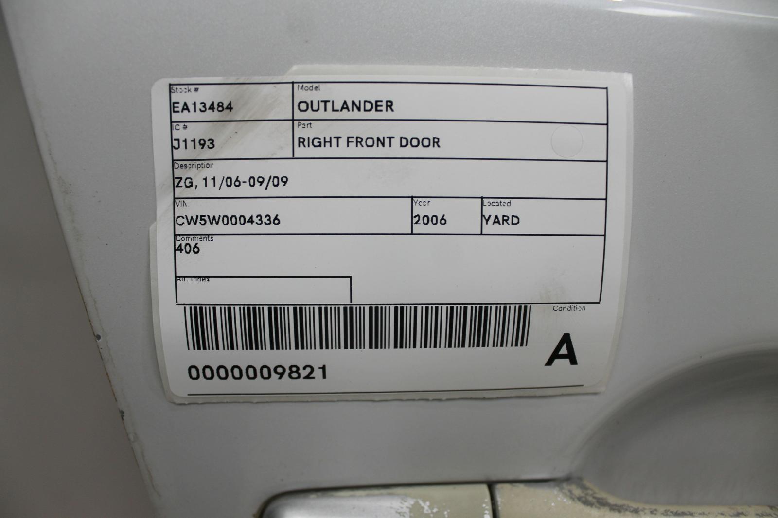 View Auto part Right Front Door Mitsubishi Outlander 2006