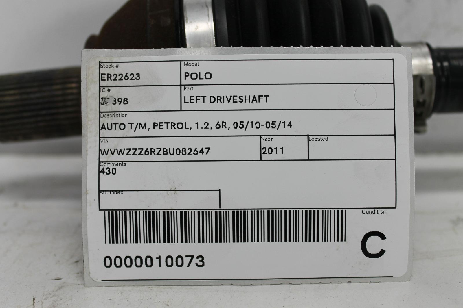 View Auto part Left Driveshaft Volkswagen Polo 2011