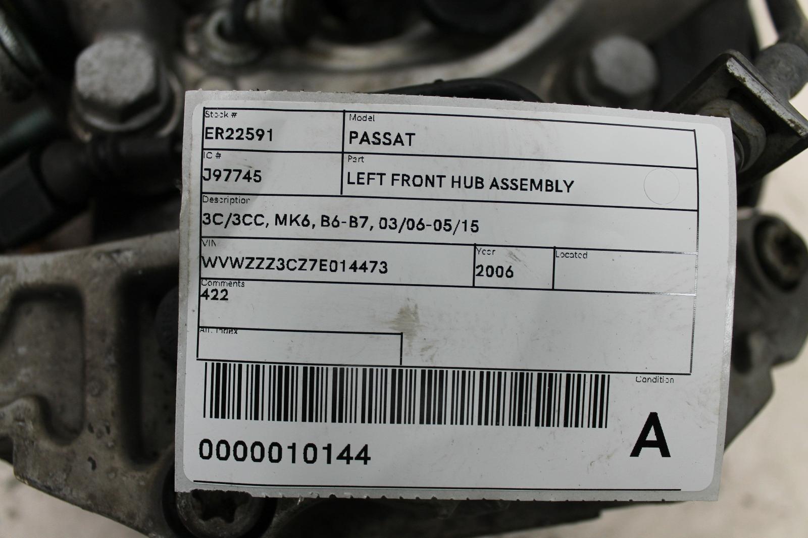 2006 Volkswagen Passat Left Front Hub Assembly View Auto part Left Front Hub Assembly Volkswagen Passat 2006