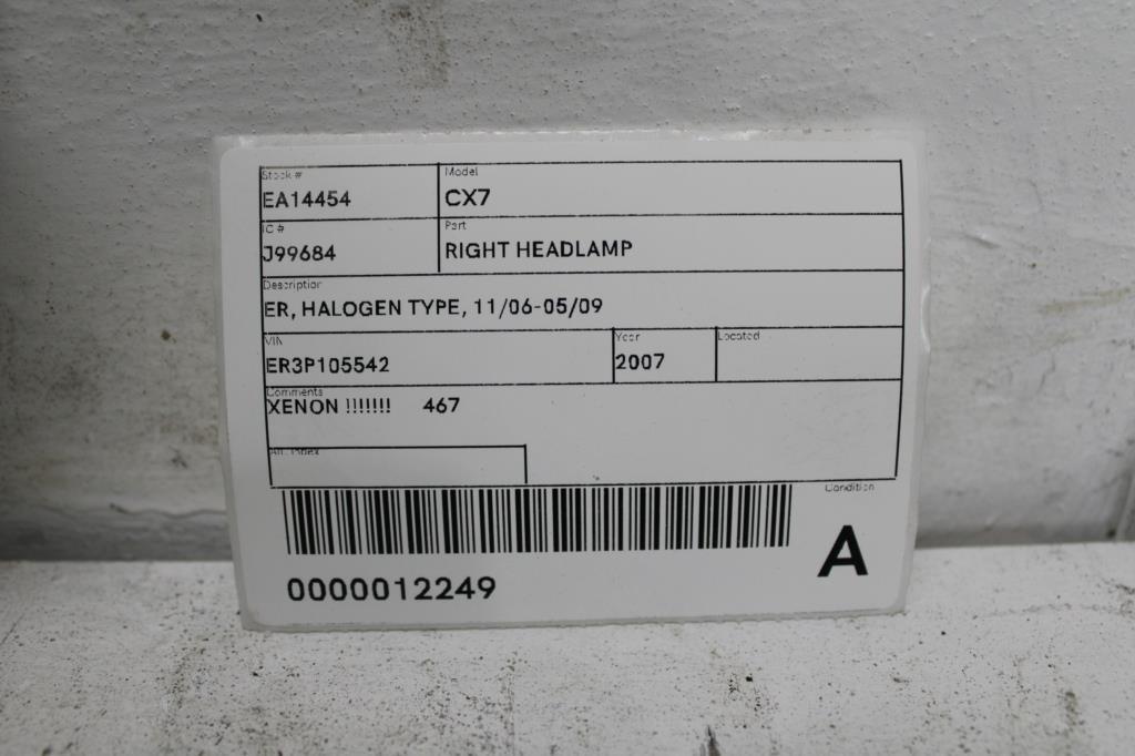 View Auto part Right Headlamp Mazda Cx7 2007