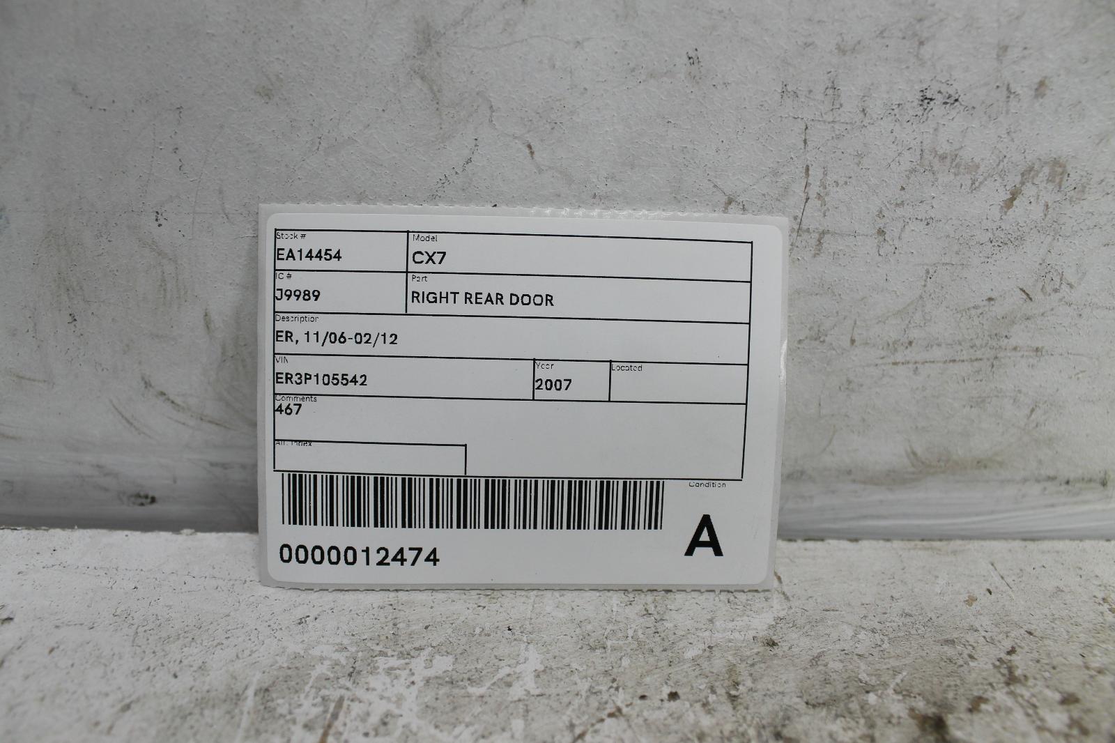 2007 Mazda Cx7 Right Rear Door Sliding View Auto part Right Rear Door Sliding Mazda Cx7 2007