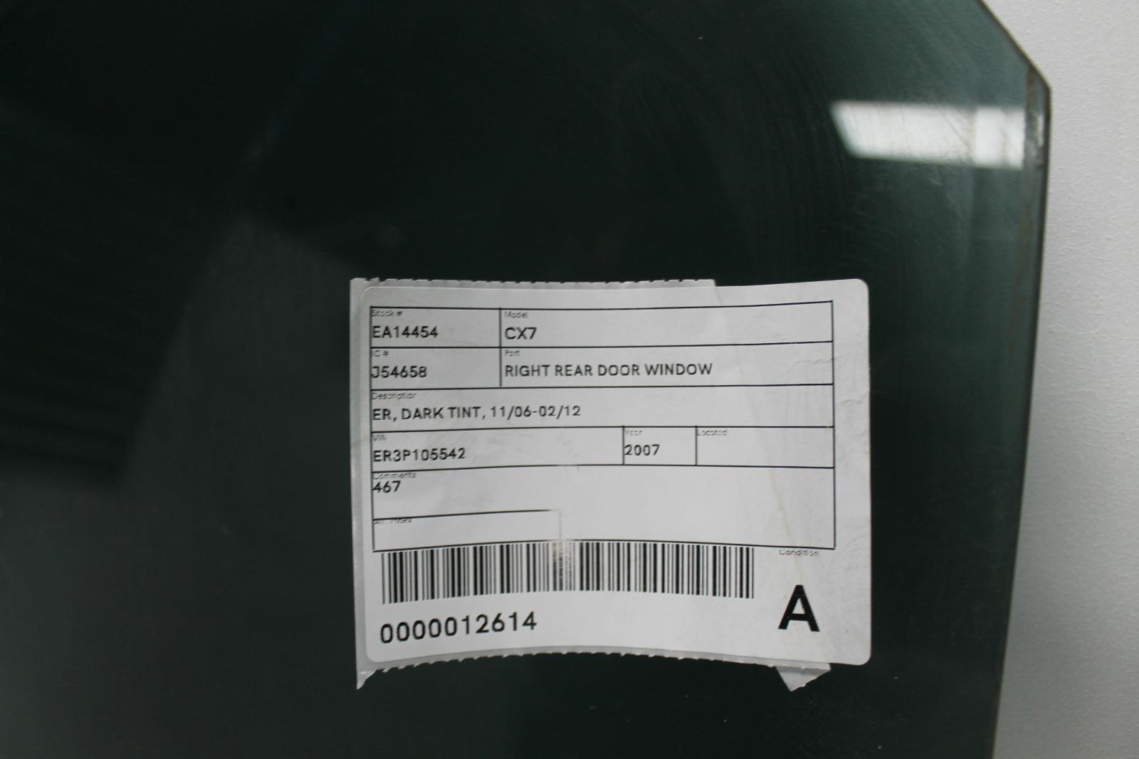 2007 Mazda Cx7 Right Rear Door Window View Auto part Right Rear Door Window Mazda Cx7 2007