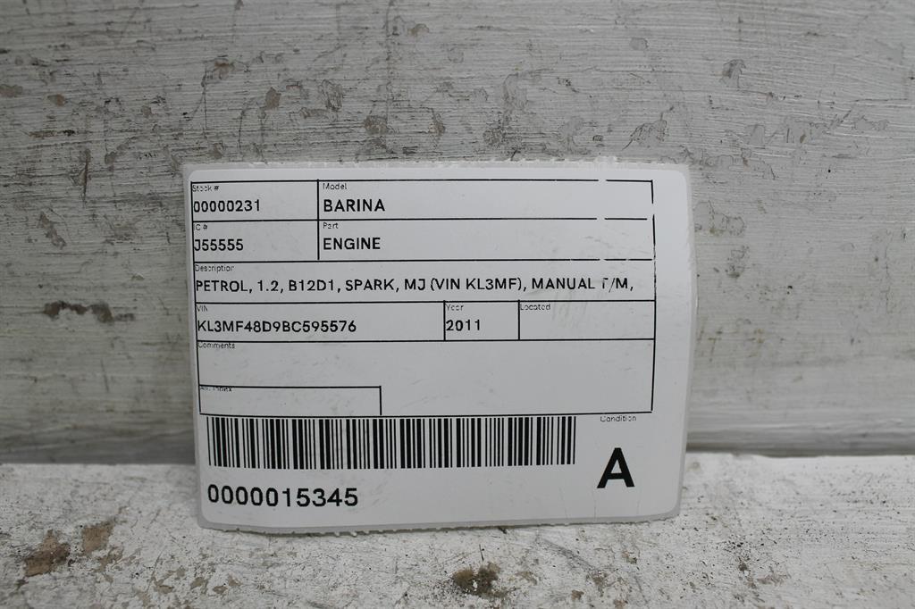 View Auto part Engine Holden Barina 2011