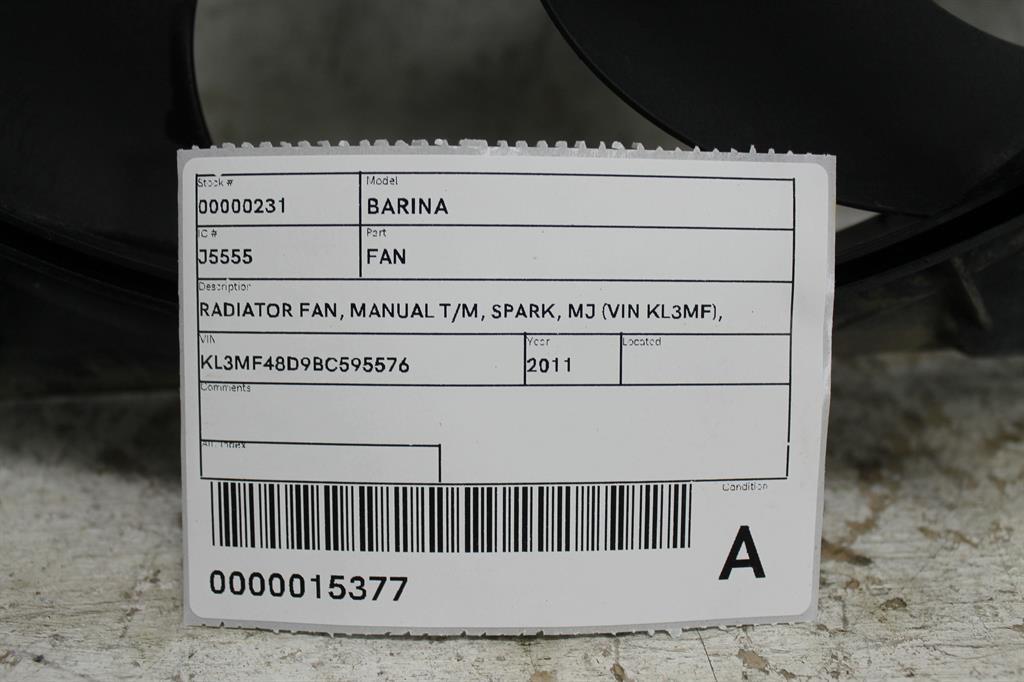 View Auto part Fan Holden Barina 2011