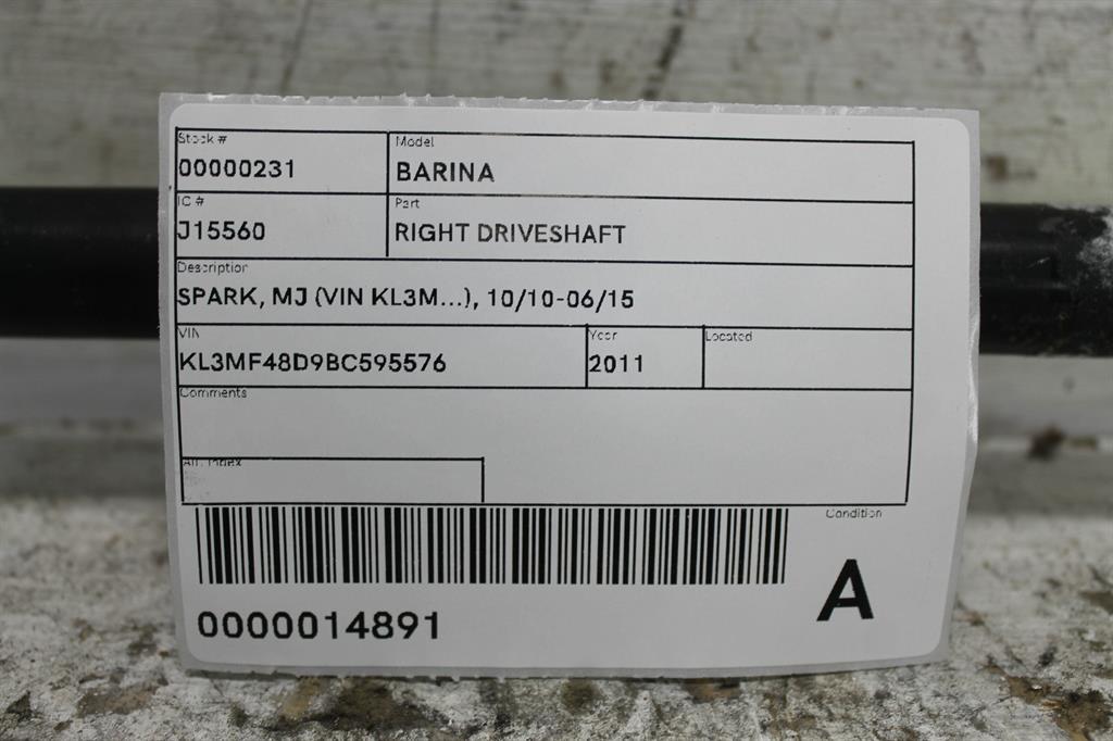2011 Holden Barina Right Driveshaft View Auto part Right Driveshaft Holden Barina 2011