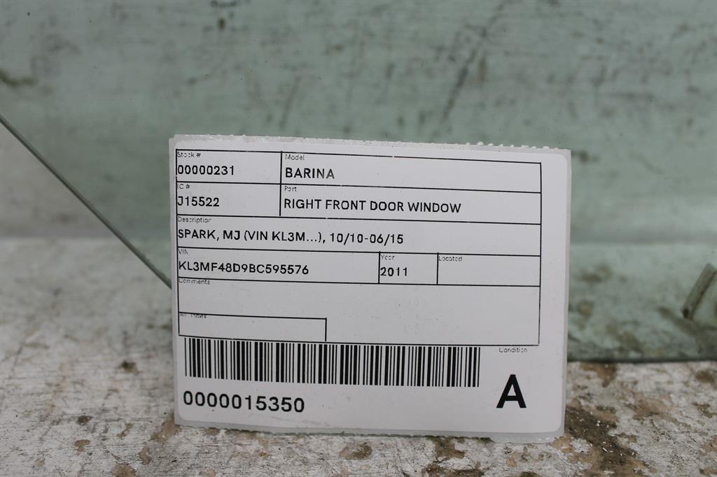 View Auto part Right Front Door Window Holden Barina 2011