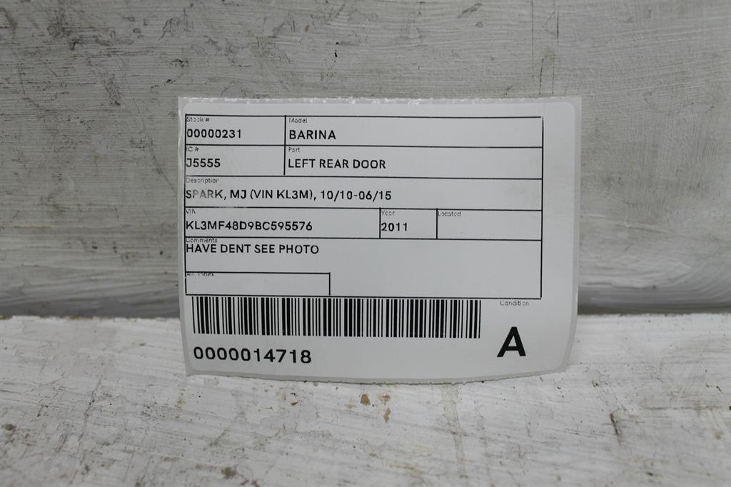 2011 Holden Barina Left Rear Door/Sliding View Auto part Left Rear Door/Sliding Holden Barina 2011