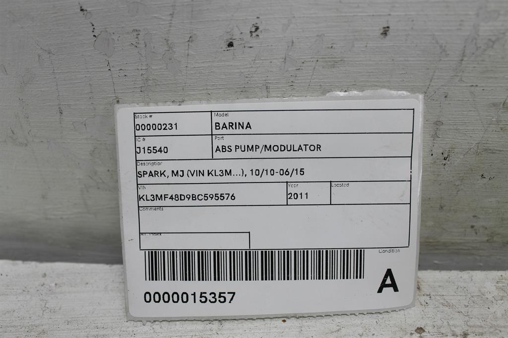 2011 Holden Barina Abs Pump/Modulator View Auto part Abs Pump/Modulator Holden Barina 2011