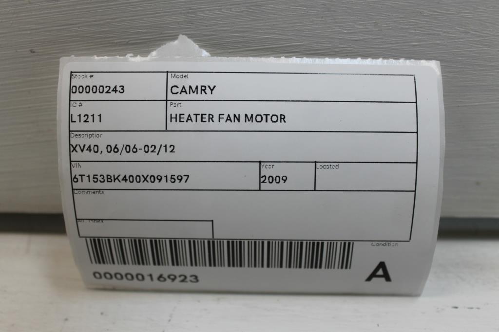 2009 Toyota Camry Heater Fan Motor View Auto part Heater Fan Motor Toyota Camry 2009