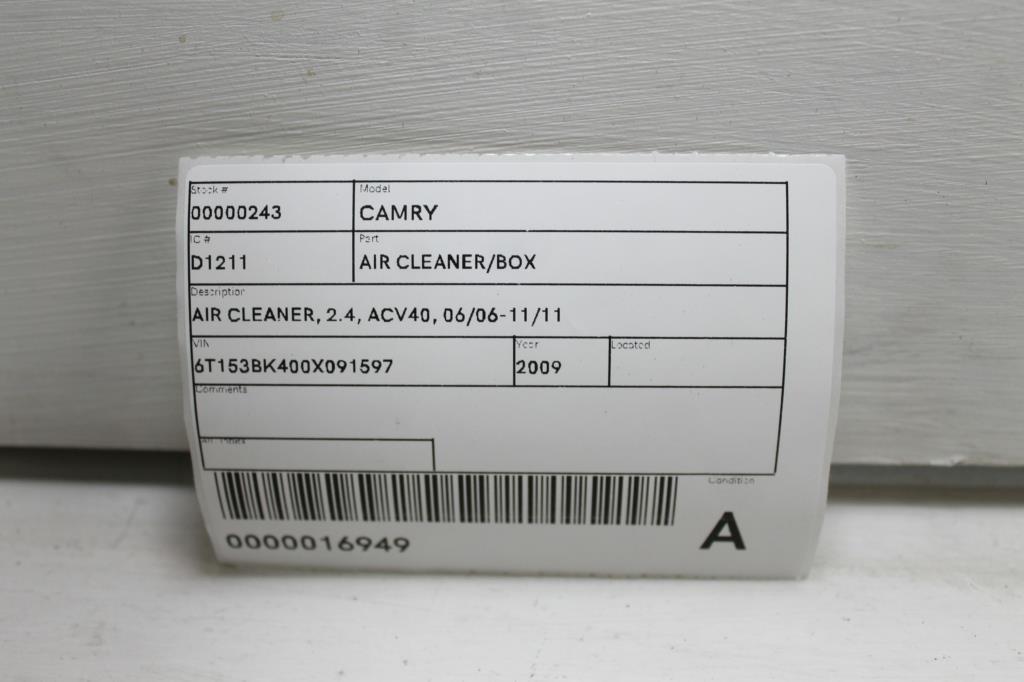 2009 Toyota Camry Air Cleaner/Box View Auto part Air Cleaner/Box Toyota Camry 2009