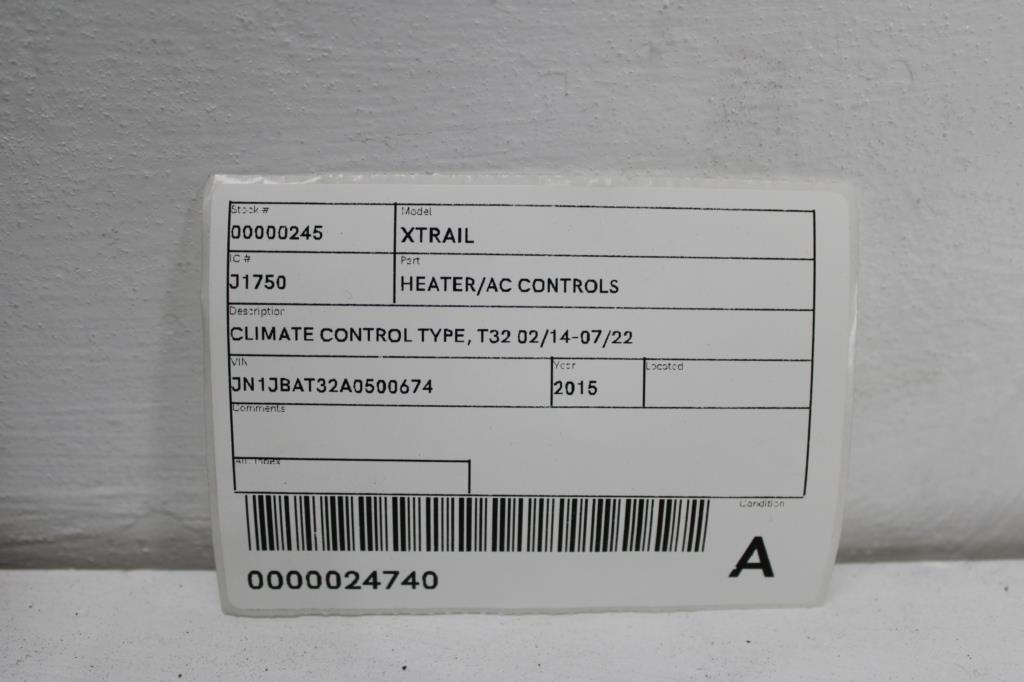 View Auto part Heater/Ac Controls Nissan Xtrail 2015