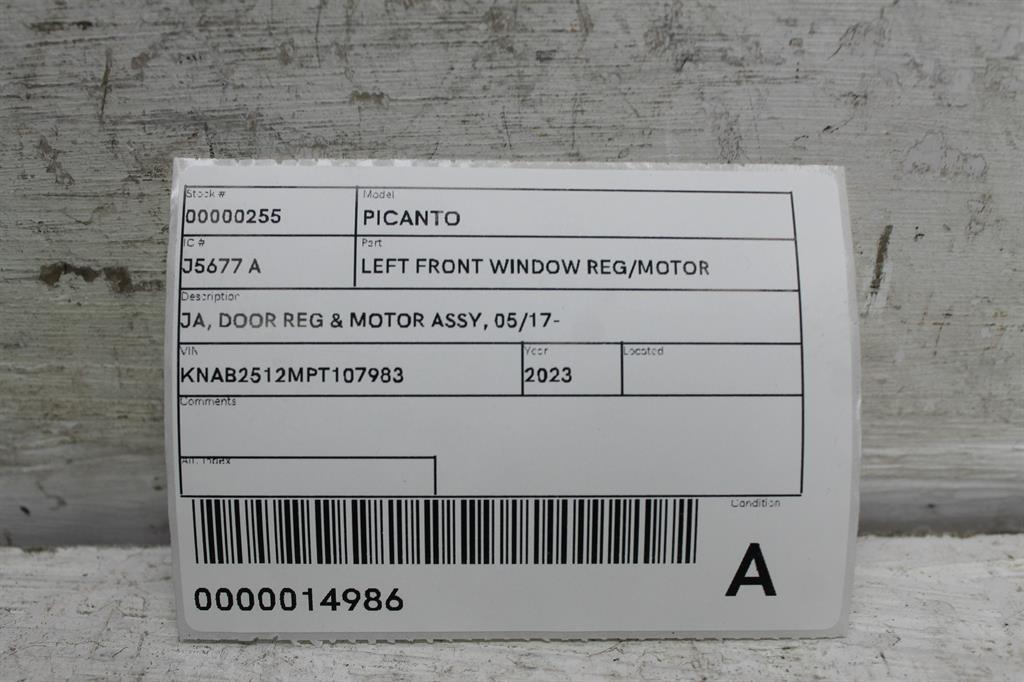 View Auto part Left Front Window Reg/Motor Kia Picanto 2023