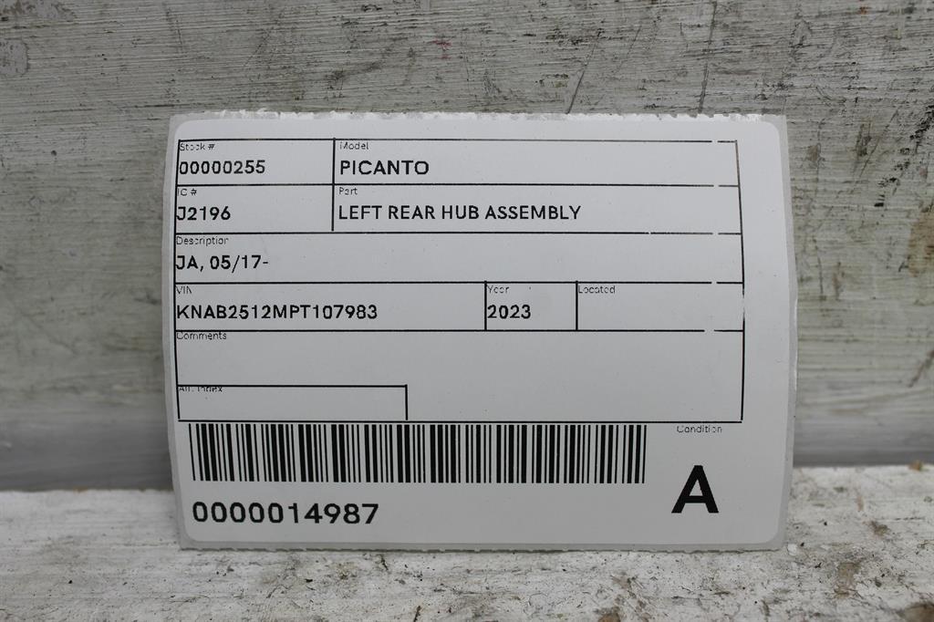 View Auto part Left Rear Hub Assembly Kia Picanto 2023