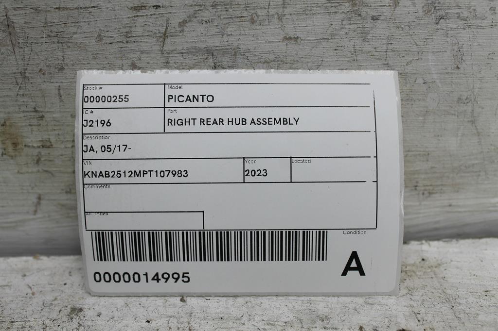 View Auto part Right Rear Hub Assembly Kia Picanto 2023