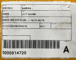 View Auto part Left Guard Holden Barina 2011