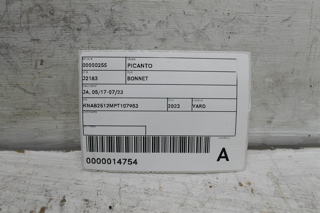 View Auto part Bonnet Kia Picanto 2023