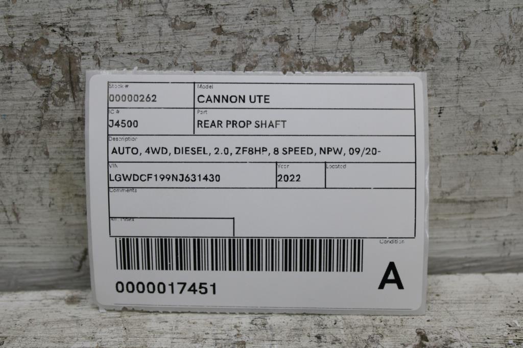 View Auto part Rear Drive Shaft Great Wall Cannon Ute 2022