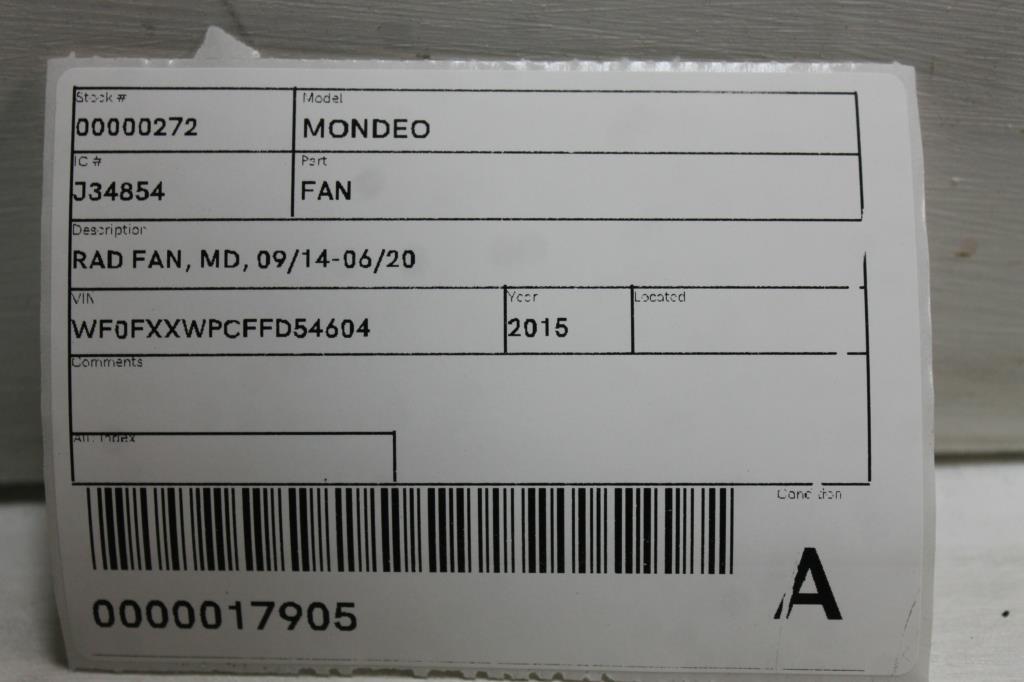 2015 Ford Mondeo Fan View Auto part Fan Ford Mondeo 2015