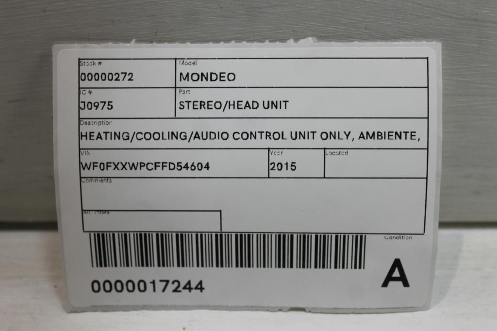 2015 Ford Mondeo Radio/Cd/Dvd/Sat/Tv View Auto part Radio/Cd/Dvd/Sat/Tv Ford Mondeo 2015