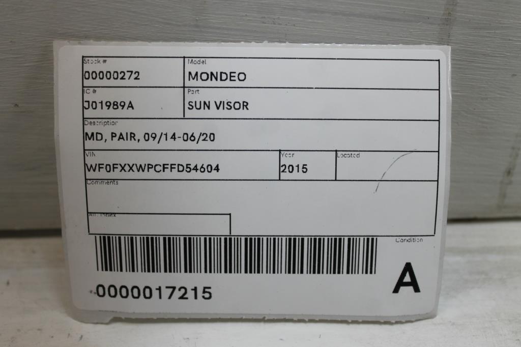 2015 Ford Mondeo Sunvisor View Auto part Sunvisor Ford Mondeo 2015