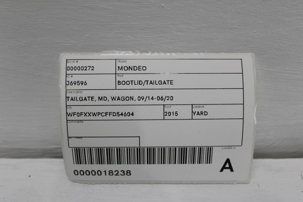 2015 Ford Mondeo Bootlid/Tailgate View Auto part Bootlid/Tailgate Ford Mondeo 2015