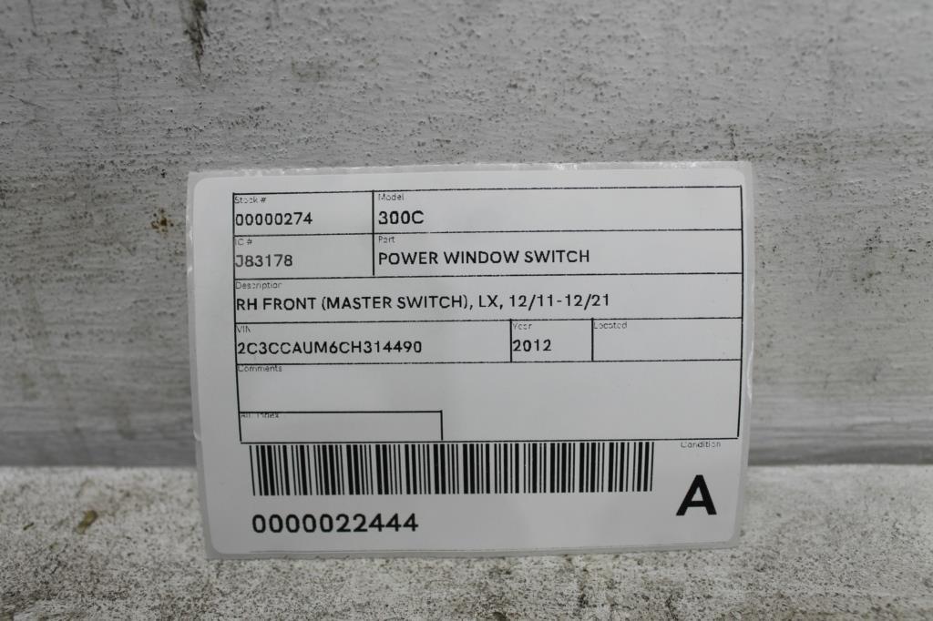 2012 Chrysler 300c Pwr Dr Wind Switch View Auto part Pwr Dr Wind Switch Chrysler 300c 2012