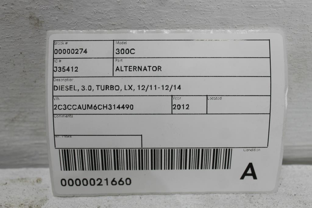 View Auto part Alternator Chrysler 300c 2012