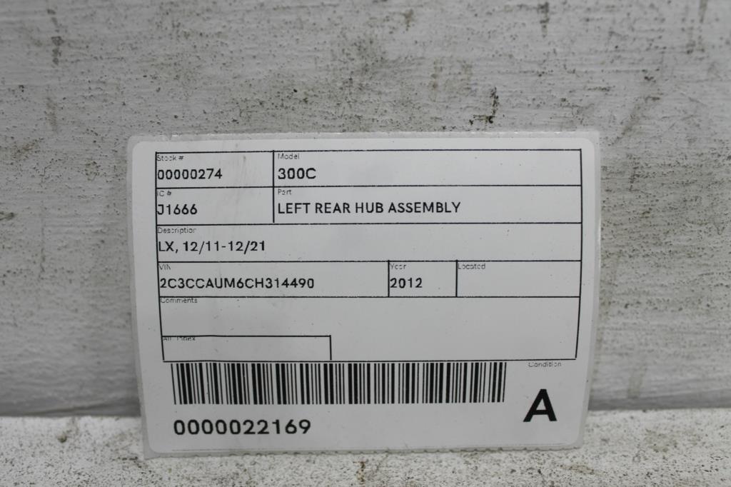 2012 Chrysler 300c Left Rear Hub Assembly View Auto part Left Rear Hub Assembly Chrysler 300c 2012