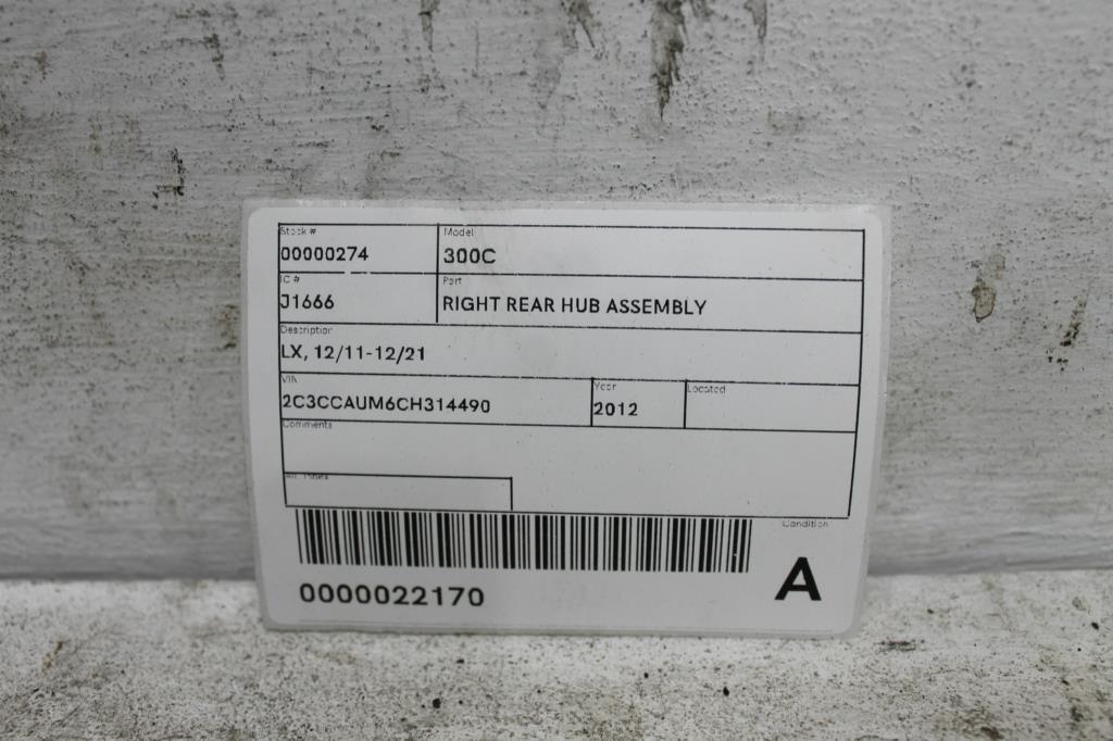 View Auto part Right Rear Hub Assembly Chrysler 300c 2012