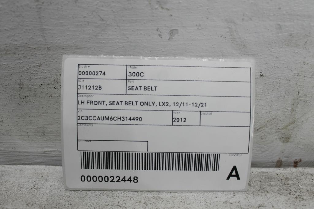 View Auto part Seatbelt/Stalk Chrysler 300c 2012