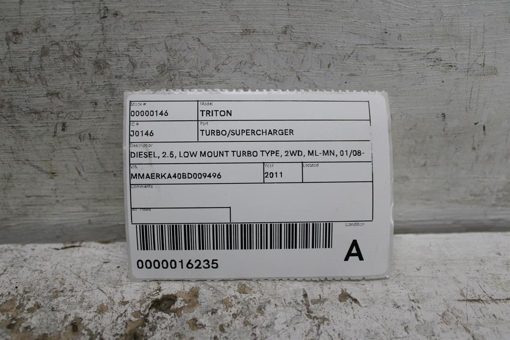 View Auto part Turbo Supercharger Mitsubishi Triton 2011