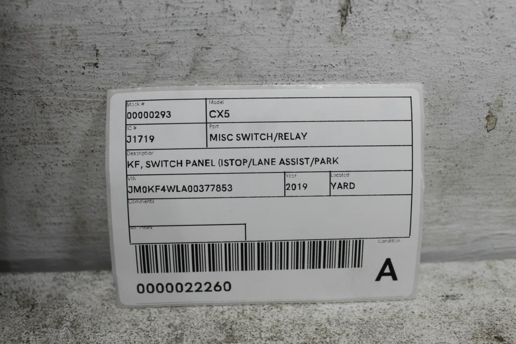View Auto part Misc Switch/Relay Mazda Cx5 2019