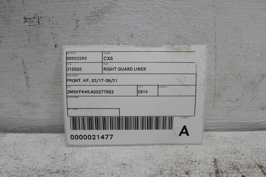 View Auto part Right Guard Liner Mazda Cx5 2019